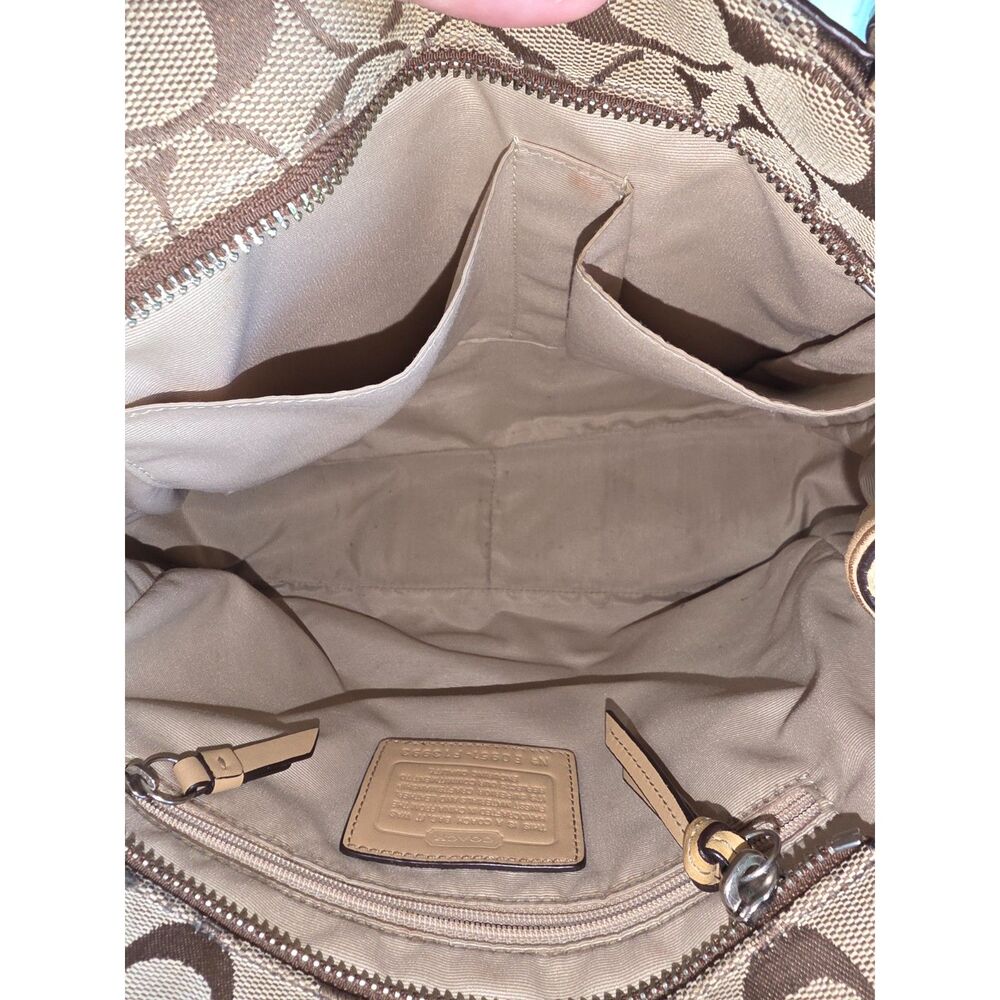 Coach Vintage Soho Zebra Stripe Signature Jacquard Tote Shoulder Bag Beige Brown - Picture 7 of 8